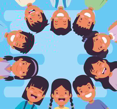 children united in around vector