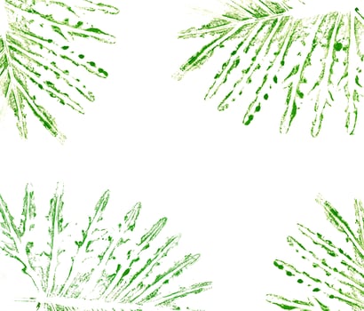 Palm leaves made by watercolor By coloring the water on the palm leaves Then put on the paper photo
