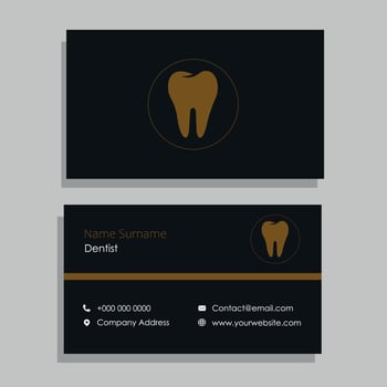 Black and mustard dentist business card vector
