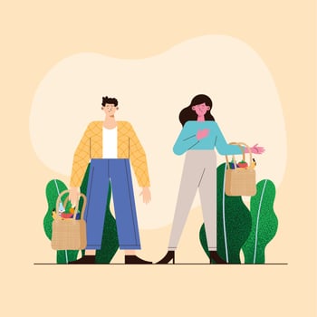 green lifestyle couple persons vector