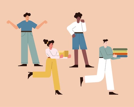 four persons with fashion vector