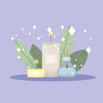 aromatherapy candles icons vector