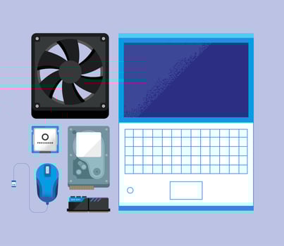 laptop with icon set vector