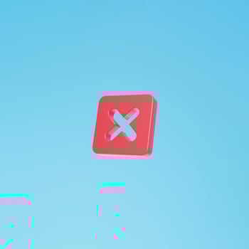 Wrong Cross Symbol Isolated. 3D rendering. Red cross - symbol of rejection, decline, delete sign. Letter - X. True or false icon 3D. photo