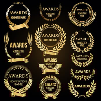 Retro vintage golden laurel wreaths award nomination collection vector