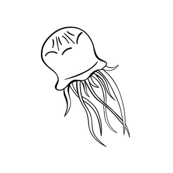 Black outline vector doodle cartoon jellyfish icon