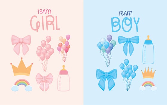 gender reveal cards vector