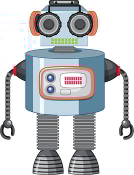 Vintage robot toy on white background vector