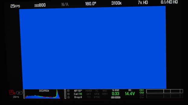 Video recording screen. Professional camera viewfinder frame on monitor screen. photo