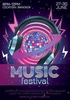 poster for night music festival party vector