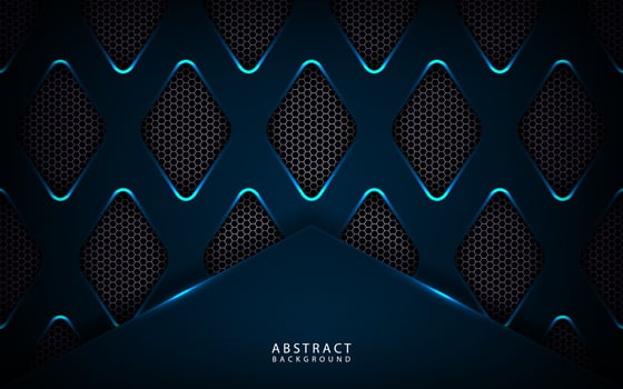 Abstract 3D blue technology background overlap layer on dark space with metal light line effect decoration. Modern template element future style for flyer, banner, cover, brochure, or landing page vector