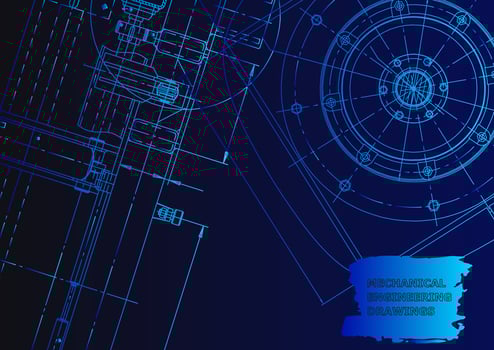 Sketch. Vector engineering illustration. Computer aided design systems