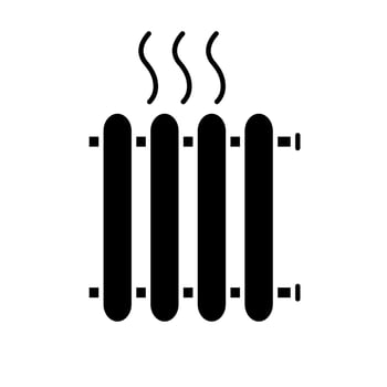 Radiator glyph icon. Heating battery. Heater. Silhouette symbol. Negative space. Vector isolated illustration