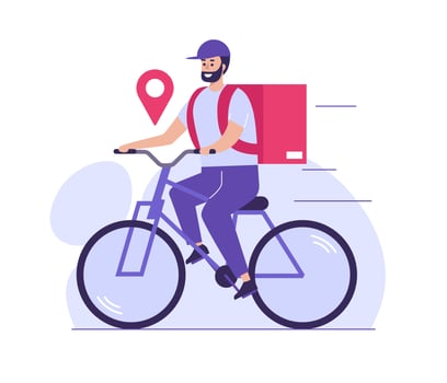 Delivery man delivering order parcel by bike for fast delivery Illustration vector
