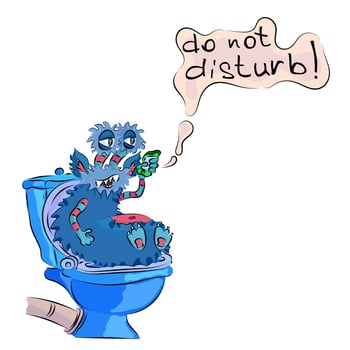 Monster sits on the toilet vector