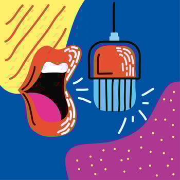 mouth singing with microphone vector