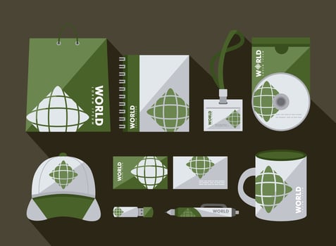 corporate identity set of icons vector