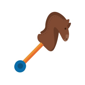 cute horse wooden child toy flat style icon vector