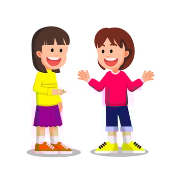 Little girls wearing sweaters are having a chat together vector