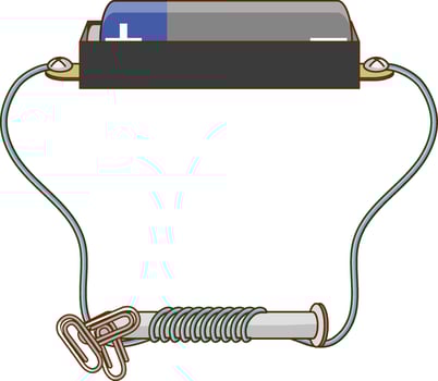 Circuit diagram with battery and screw vector