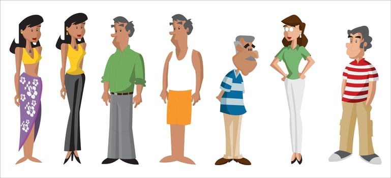 Group cartoon teenagers vector