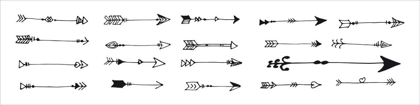 Hand drawn arrow mark icons vector