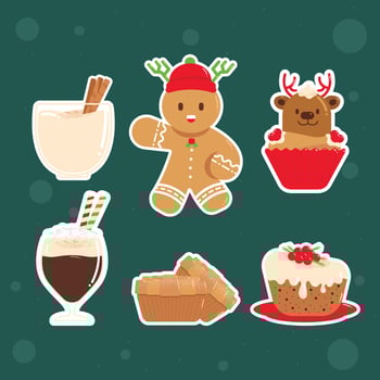 Christmas Food Sticker Set vector