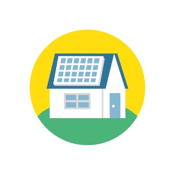 house with solar panel energy vector