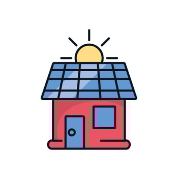 house with solar panel energy vector