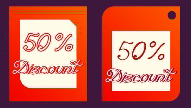 50 percent discount. Black friday advertisement minus fifty percent label illustration. vector