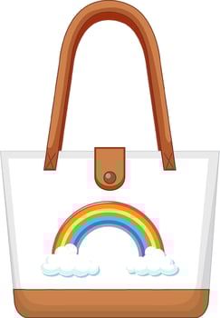 A white handbag with rainbow pattern vector