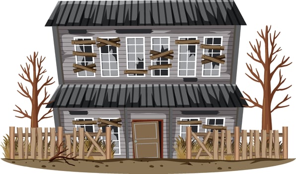 Abandoned house on white background vector