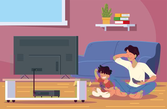 dad and son playing vector