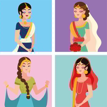 beautiful muslim brides vector