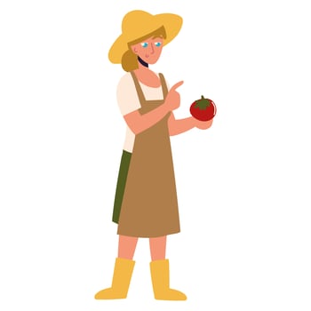 farmer girl holding tomato vector