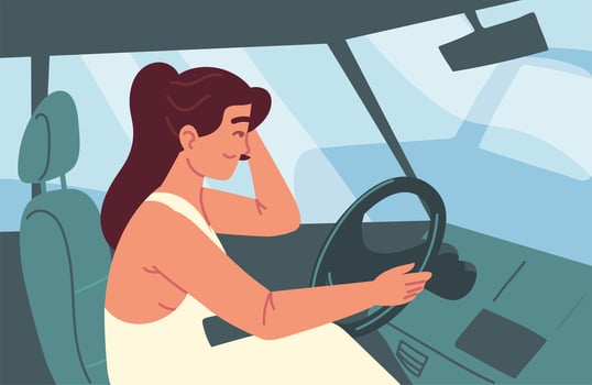 beautiful woman driving car vector