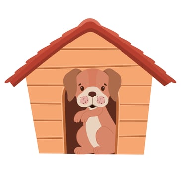puppy in doghouse vector