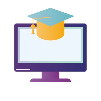 computer with graduation cap vector design