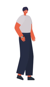 man dressed in gray shirt and black shoes vector
