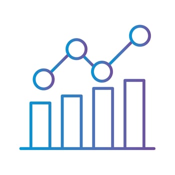 bars with line chart gradient style icon vector design