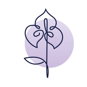 flower plant with stem, one line style vector