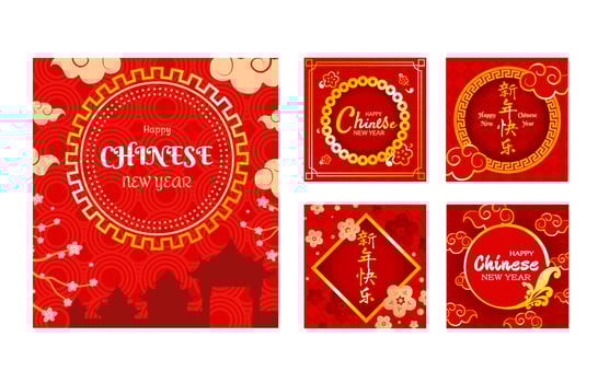 Happy Chinese New Year Social Media Posts vector
