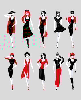 models with fashionable outfits vector