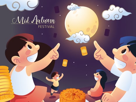 happy mid autumn festival vector