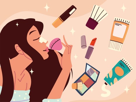 woman makeup kit vector