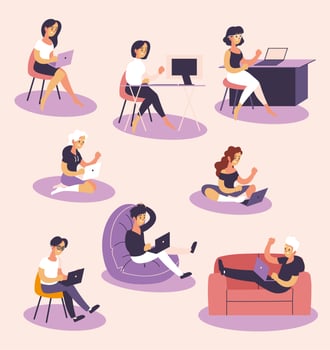 men and women freelancers working vector