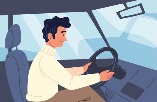 mature man driving car vector