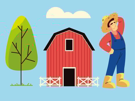 farm farmer and barn vector