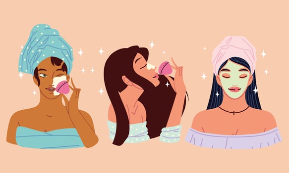 women skin care procedures vector