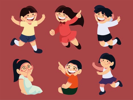 boys and girls happy vector
